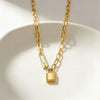 Wholesale Stainless Steel Geometric Clasp Love Lock Pendant Clavicle Necklace With Electroplating For Women