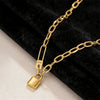 Wholesale Stainless Steel Geometric Clasp Love Lock Pendant Clavicle Necklace With Electroplating For Women