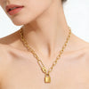 Wholesale Stainless Steel Geometric Clasp Love Lock Pendant Clavicle Necklace With Electroplating For Women