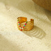 Wholesale Stainless Steel Geometric Colorful Oil Dripping Open Ring Light Luxury Style Electroplated