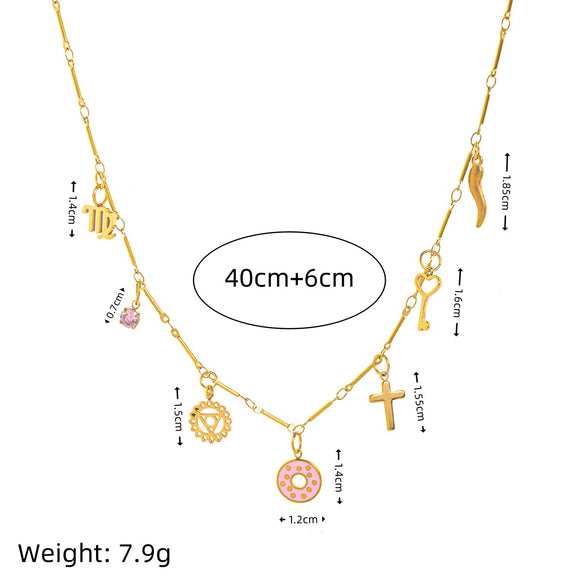 Wholesale Stainless Steel Geometric Constellation Pendant Necklace With 18K Gold Color Vacuum Plated
