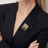 Wholesale Stainless Steel Geometric Contrast Color Brooch For Women With Electroplating High End Clothing Accessories With Anti Running Safety Pin