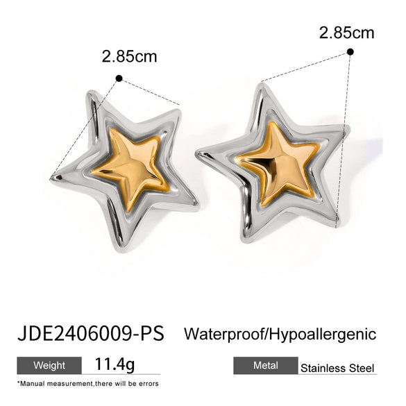 Wholesale Stainless Steel Geometric Contrast Color Earrings With Electroplating For Women