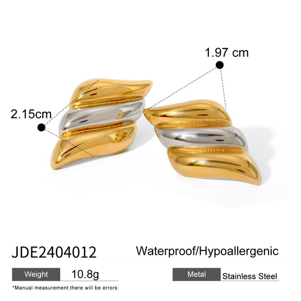 Wholesale Stainless Steel Geometric Contrast Color Earrings With Electroplating For Women