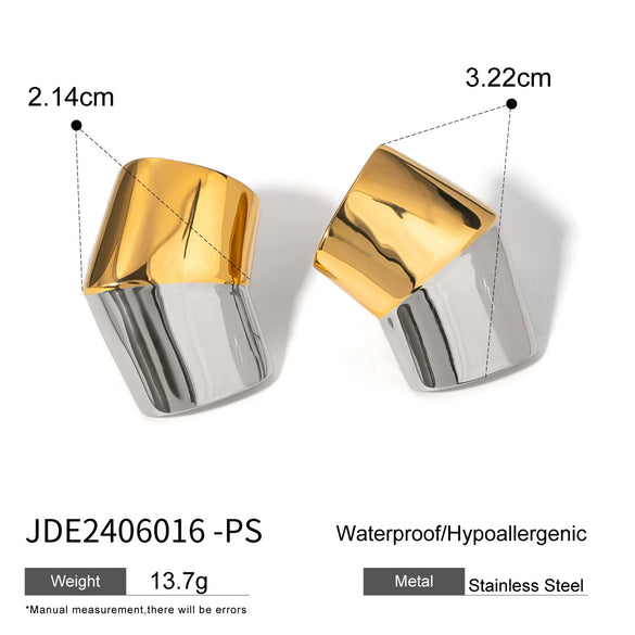 Wholesale Stainless Steel Geometric Contrast Color Earrings With Electroplating For Women