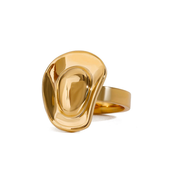 Wholesale Stainless Steel Geometric Cowboy Hat Ring With Electroplating For Women