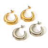 Wholesale Stainless Steel Geometric Crescent Cshaped Hollow Electroplated Earrings For Women