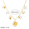 Wholesale Stainless Steel Geometric Cross Birthstone Pendant Necklace With Furnace Vacuum Plating 18K Gold Color Unisex