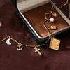 Wholesale Stainless Steel Geometric Cross Birthstone Pendant Necklace With Furnace Vacuum Plating 18K Gold Color Unisex