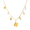 Wholesale Stainless Steel Geometric Cross Birthstone Pendant Necklace With Furnace Vacuum Plating 18K Gold Color Unisex