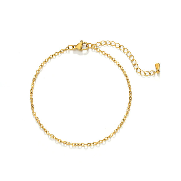 Wholesale Stainless Steel Geometric Cross Chain Anklets For Women With Real Gold Plating