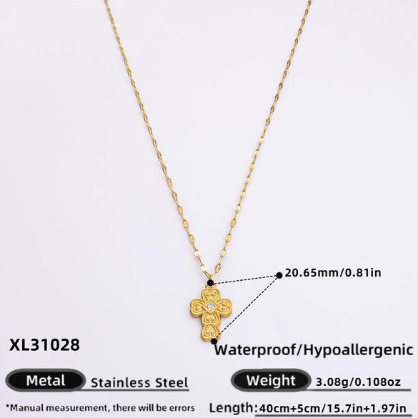 Wholesale Stainless Steel Geometric Cross Clavicle Chain Jewelry With 18K Gold Electroplating For Women