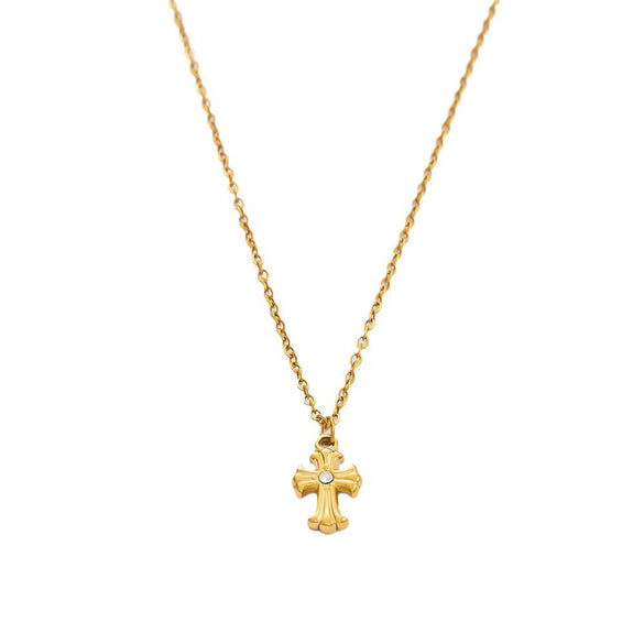 Wholesale Stainless Steel Geometric Cross Clavicle Chain Jewelry With 18K Gold Electroplating For Women