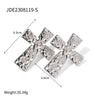 Wholesale Stainless Steel Geometric Cross Earrings With Electroplating And Pleated Design For Women