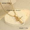 Wholesale Stainless Steel Geometric Cross Key Pendant Necklace With Rhinestone Electroplating For Women