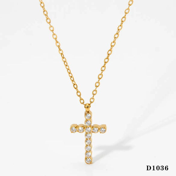 Wholesale Stainless Steel Geometric Cross Necklace With Electroplating O Word Chain Light Luxury And Gorgeous Temperament
