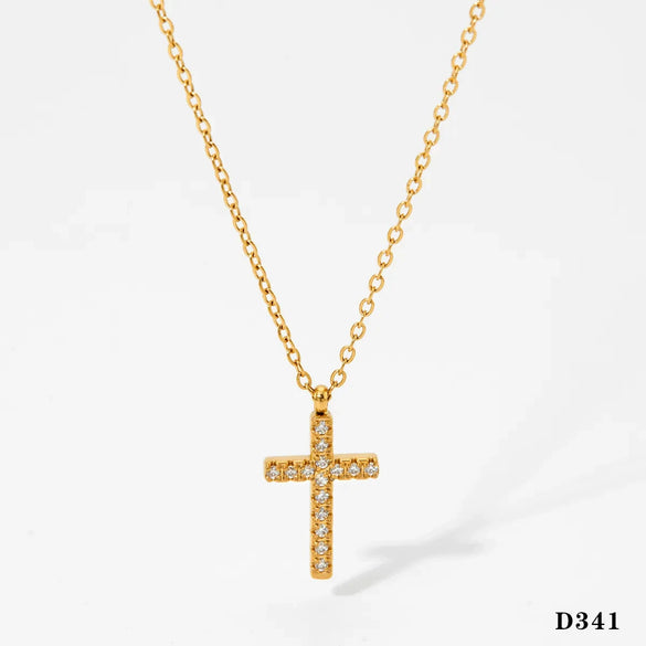 Wholesale Stainless Steel Geometric Cross Necklace With Electroplating O Word Chain Light Luxury And Gorgeous Temperament