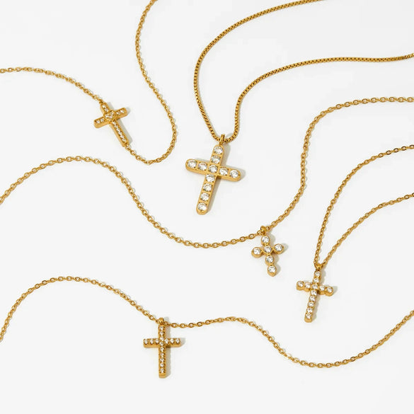 Wholesale Stainless Steel Geometric Cross Necklace With Electroplating O Word Chain Light Luxury And Gorgeous Temperament