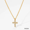 Wholesale Stainless Steel Geometric Cross Necklace With Electroplating O Word Chain Light Luxury And Gorgeous Temperament