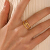 Wholesale Stainless Steel Geometric Cross Opening Adjustable Ring For Women 18K Gold Plated