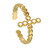 Wholesale Stainless Steel Geometric Cross Opening Adjustable Ring With Gold Plated Electroplating For Women And Men