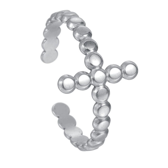 Wholesale Stainless Steel Geometric Cross Opening Adjustable Ring With Gold Plated Electroplating For Women And Men