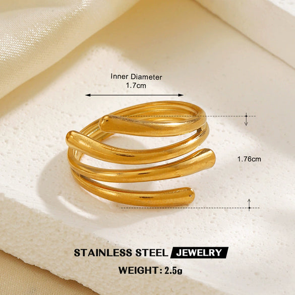 Wholesale Stainless Steel Geometric Cross Opening Ring With 18K Gold Plated Electroplating For Women Hip Hop Style