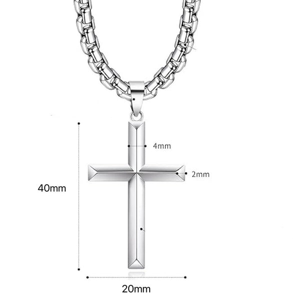 Wholesale Stainless Steel Geometric Cross Pendant Cuban Chain Polish Unisex Necklace