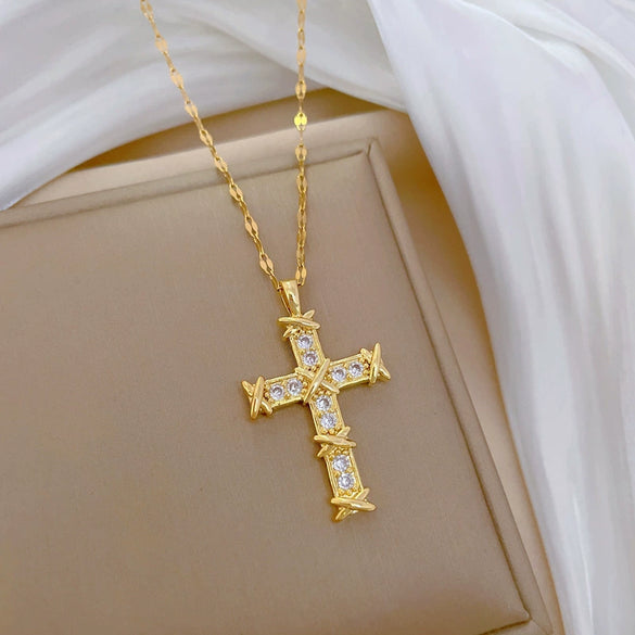 Wholesale Stainless Steel Geometric Cross Pendant Necklace For Women And Men