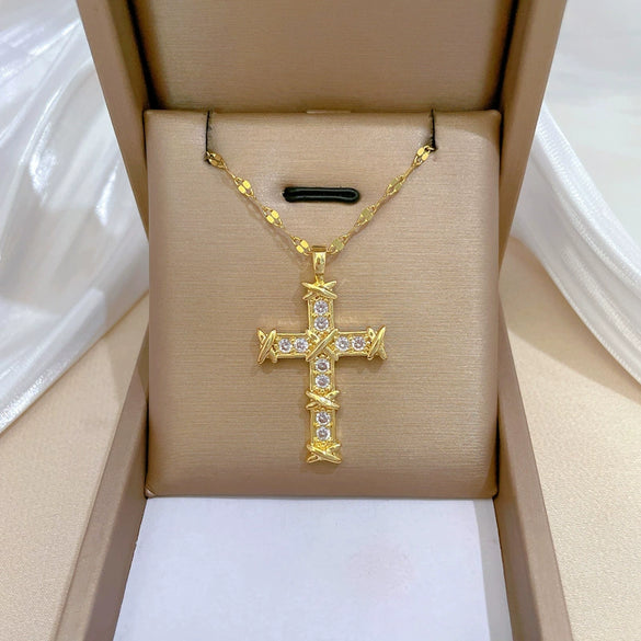 Wholesale Stainless Steel Geometric Cross Pendant Necklace For Women And Men