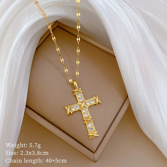 Wholesale Stainless Steel Geometric Cross Pendant Necklace For Women And Men