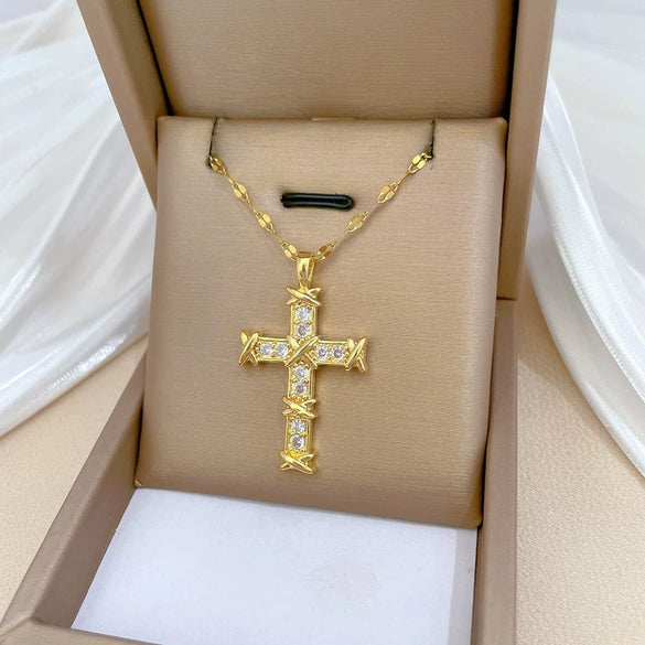 Wholesale Stainless Steel Geometric Cross Pendant Necklace For Women And Men