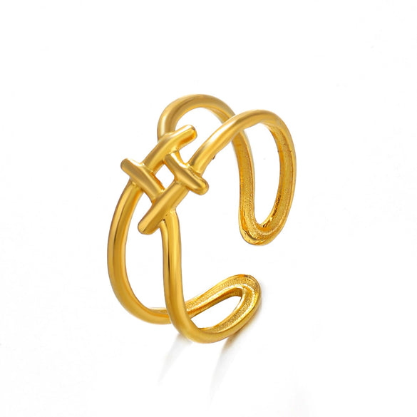 Wholesale Stainless Steel Geometric Cross Ring For Women 18K Gold Plated