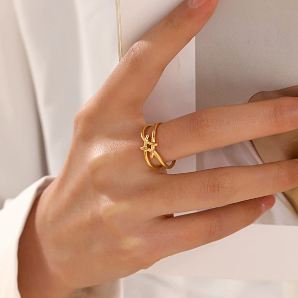 Wholesale Stainless Steel Geometric Cross Ring For Women 18K Gold Plated