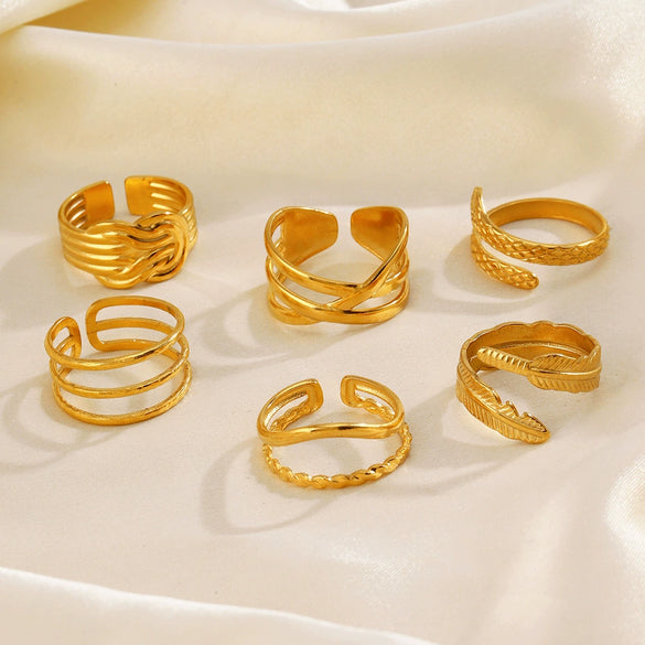 Wholesale Stainless Steel Geometric Cross Ring For Women With 18K Gold Plated Electroplating