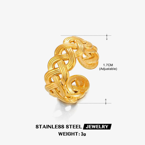 Wholesale Stainless Steel Geometric Cross Ring For Women With Real Gold Electroplating