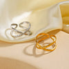 Wholesale Stainless Steel Geometric Cross Ring Gold Plated