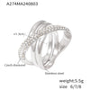 Wholesale 316L Stainless Steel Geometric Cross Winding Ring Electroplated With Real Gold
