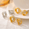 Wholesale 316L Stainless Steel Geometric Cross Winding Ring Electroplated With Real Gold