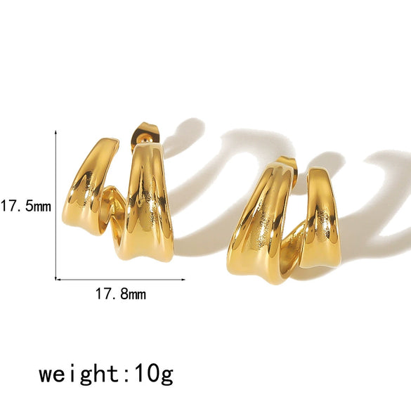 Wholesale Stainless Steel Geometric Cshaped Cross Earrings With French Retro Design And Electroplating Treatment For Women
