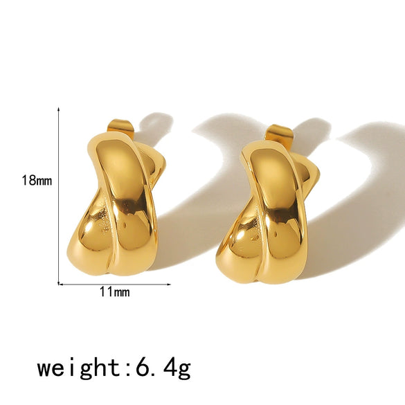 Wholesale Stainless Steel Geometric Cshaped Cross Earrings With French Retro Design And Electroplating Treatment For Women