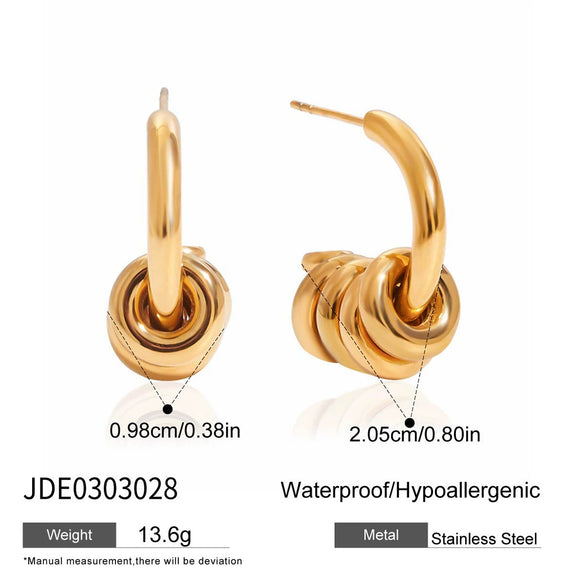 Wholesale Stainless Steel Geometric Cshaped Cut Out Earrings With 18K Gold Electroplating And Gold And Silver Color Matching Quiet And Elegant Original Design