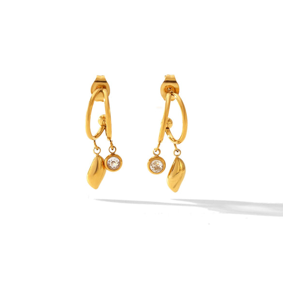 Wholesale Stainless Steel Geometric Cshaped Earrings Inlaid With Zircon For Women