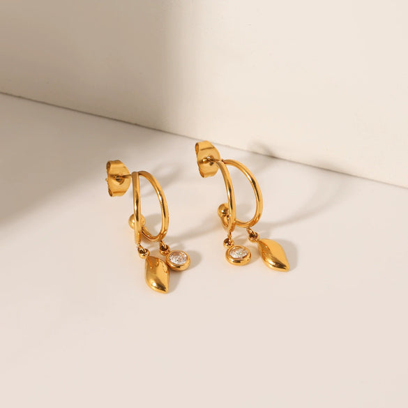 Wholesale Stainless Steel Geometric Cshaped Earrings Inlaid With Zircon For Women
