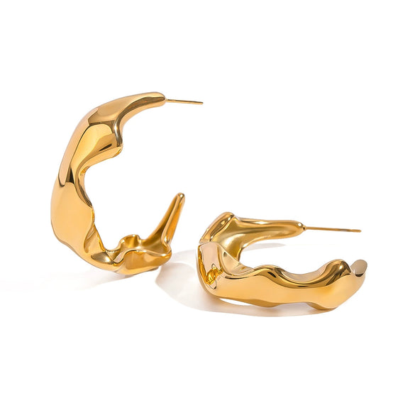 Wholesale Stainless Steel Geometric Cshaped Electroplated Women's Earrings Jewelry With Smooth Curved Design