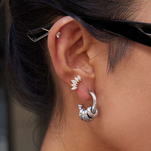 Wholesale Stainless Steel Geometric Cshaped Electroplated Women's Earrings
