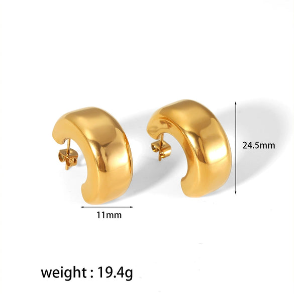 Wholesale Stainless Steel Geometric Cshaped Electroplated Women's Earrings