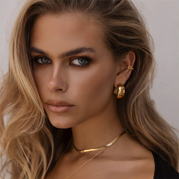 Wholesale Stainless Steel Geometric Cshaped Electroplated Women's Earrings