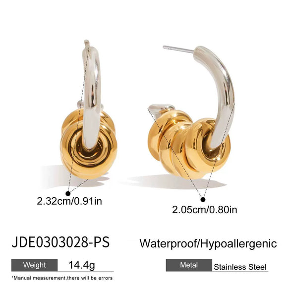 Wholesale Stainless Steel Geometric Cshaped Electroplated Women's Earrings