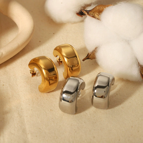 Wholesale Stainless Steel Geometric Cshaped Electroplated Women's Earrings